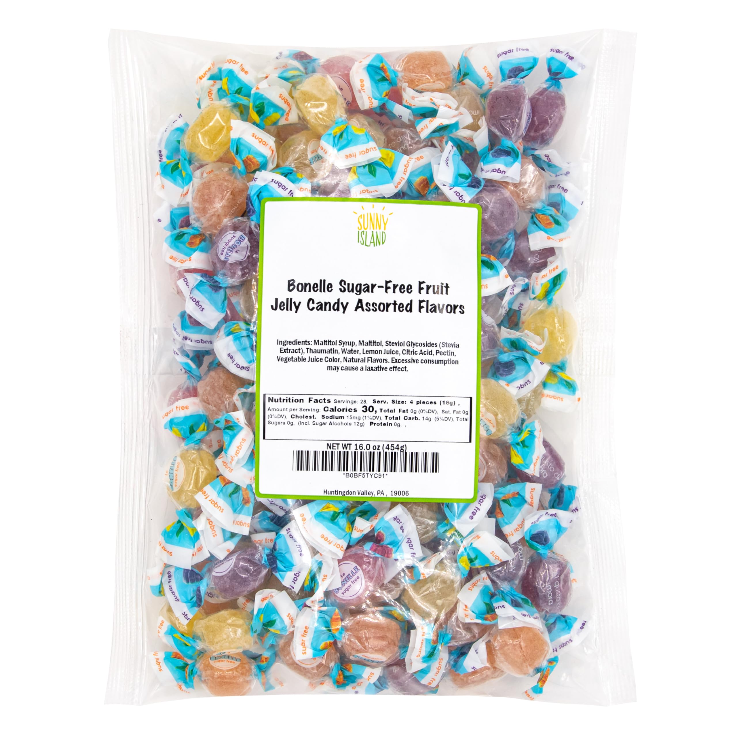 SUNNY ISLANDFida Sugar Free Bonelle Italian Jelly Candy, Individually Wrapped, Vegan, 1 Pound Bag