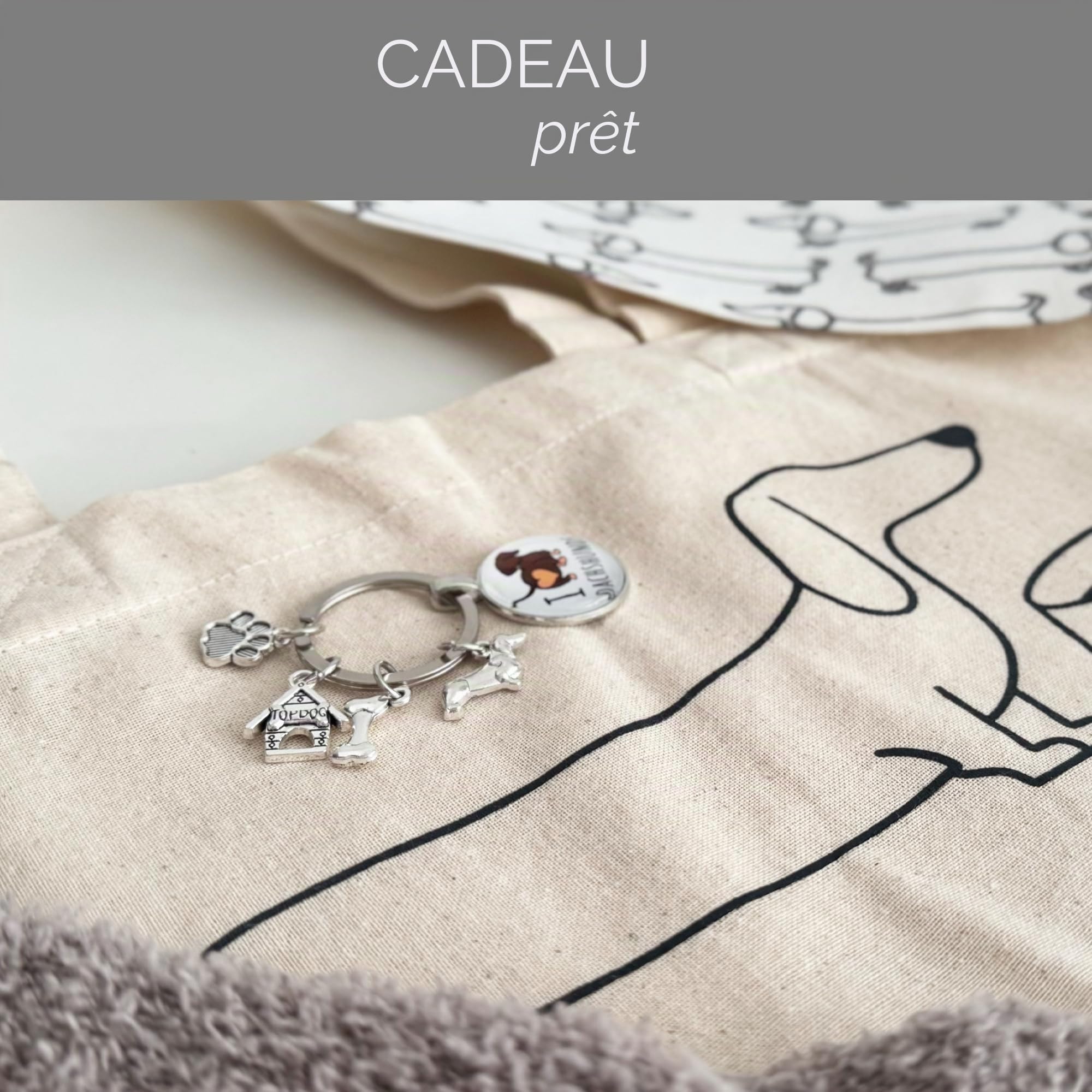 Coffret cadeau teckel pour homme et femme – Panier cadeau en forme de chien saucisse. Livré avec chaussettes, bloc-notes et stylo, porte-clés, trousse de maquillage, sac fourre-tout