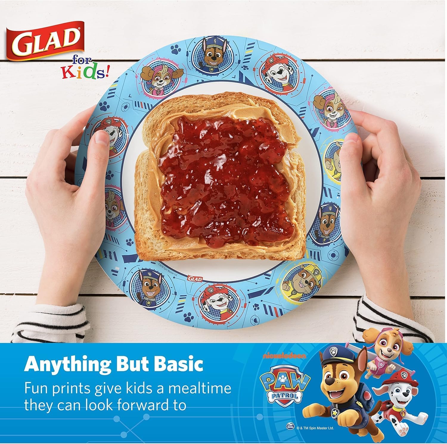 Glad for Kids Paw Patrol Disposable Paper Plates, Heavy Duty Soak Proof Microwavable Kids Plates for Parties, Birthdays, and Everyday Meals, Core Pups Blue, 7 Inch, 20 Count - 5 Pack