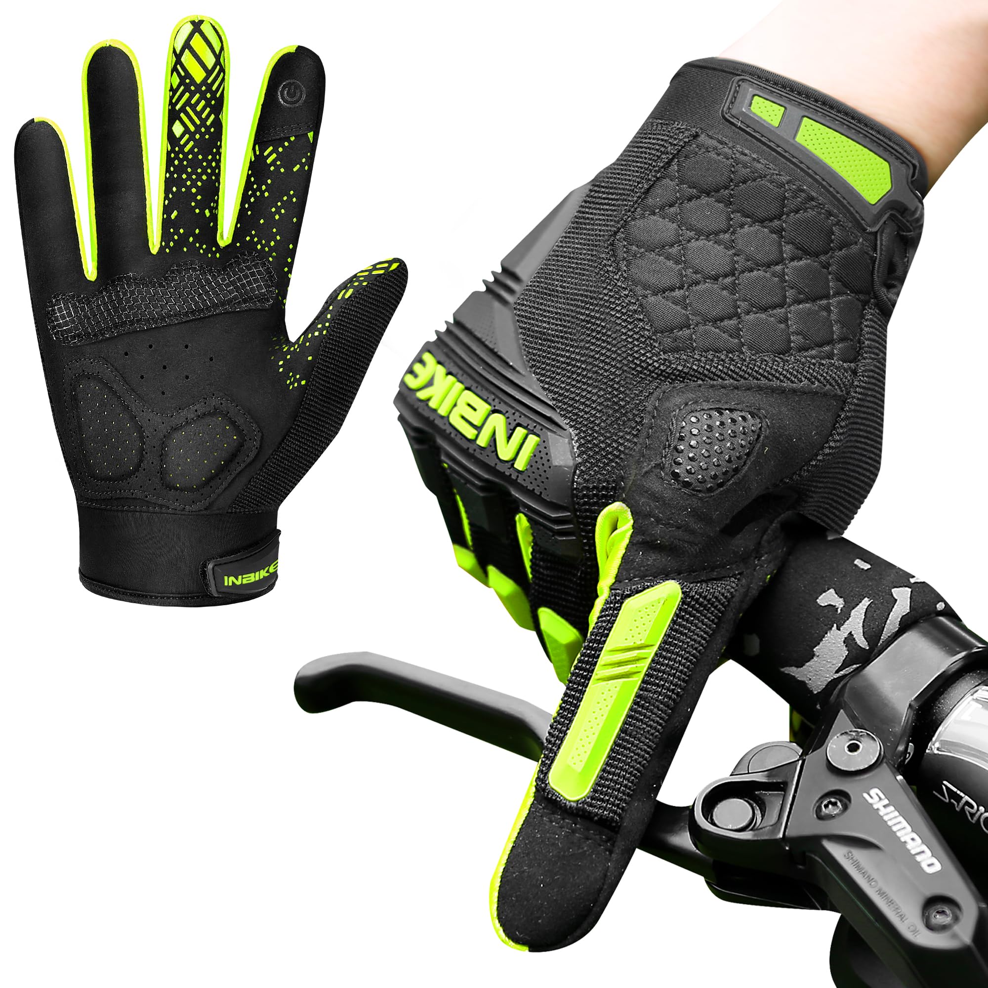 INBIKE Gants VTT Super Extensible et Respirant Gants Velo Anti-Choc et Antidérapant Idéal pour Cyclisme Exercice Sport Running S-XXL (MC020)