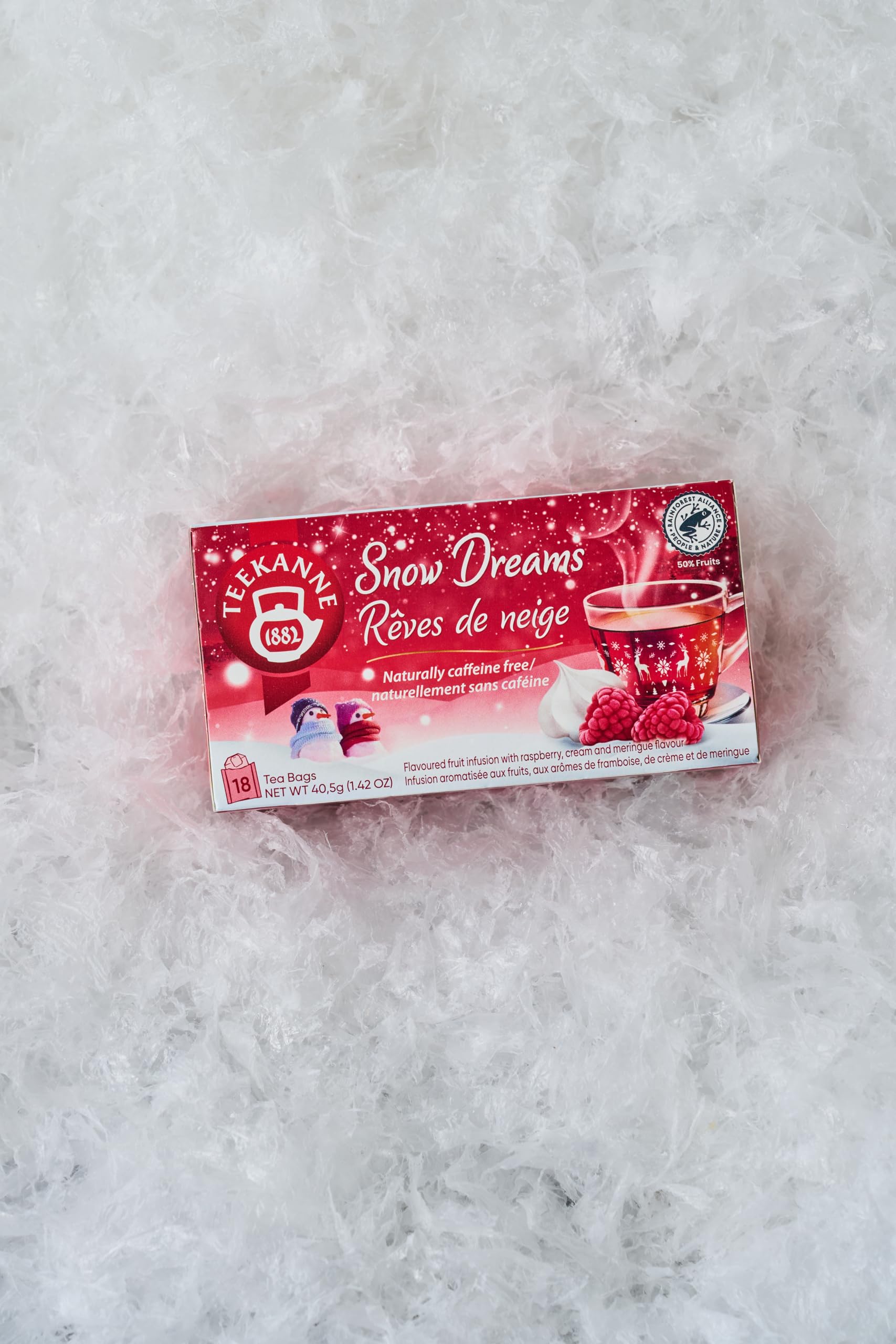 Teekanne Schneetr?umchen mit Himbeer- und Baiser-Geschmack, 12er Pack (12 x 18 Teebeutel)