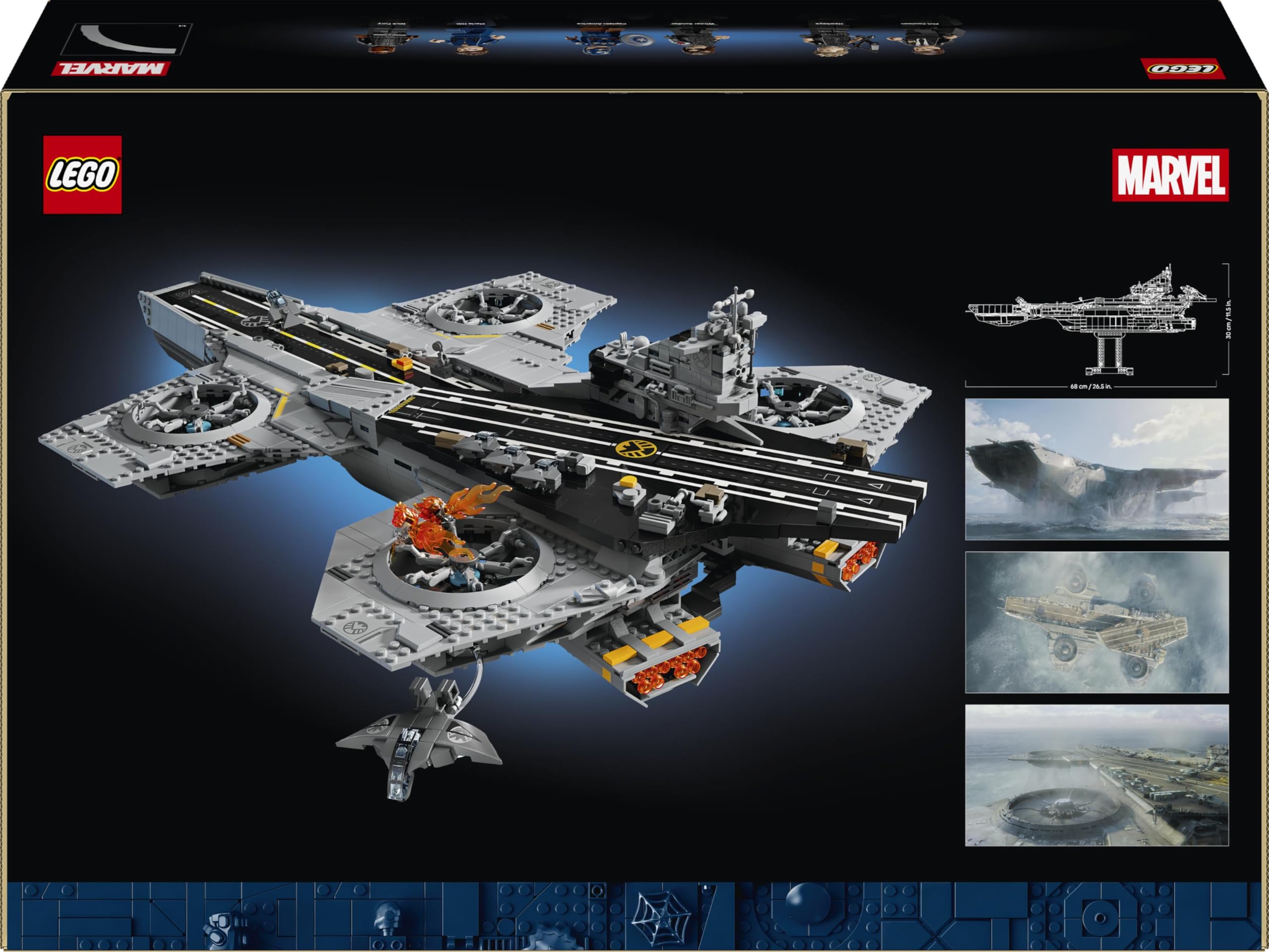 LEGO ǀ Marvel Elivelivolo S.H.I.E.L.D. - Kit di Modellismo per Adulti - 6 Minifigure, tra cui Captain America e Nick Fury - Decorazione per Mensola Fai da Te - Regalo per i Fan degli Avengers - 76354