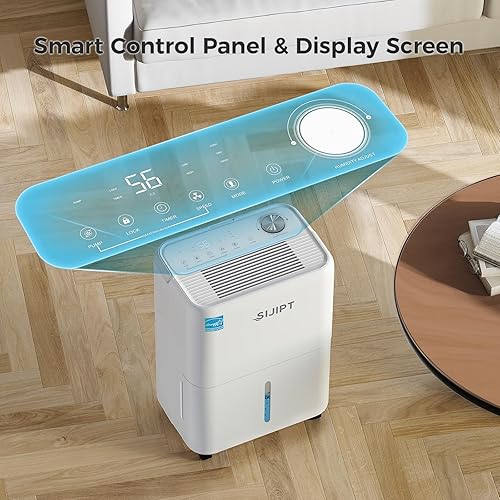Miniatura 5 de Deshumidificador de 80 pintas con bomba, deshumidificador Sijipt Energy Star para sótano, hogar y habitación grande con manguera de drenaje de 6.56