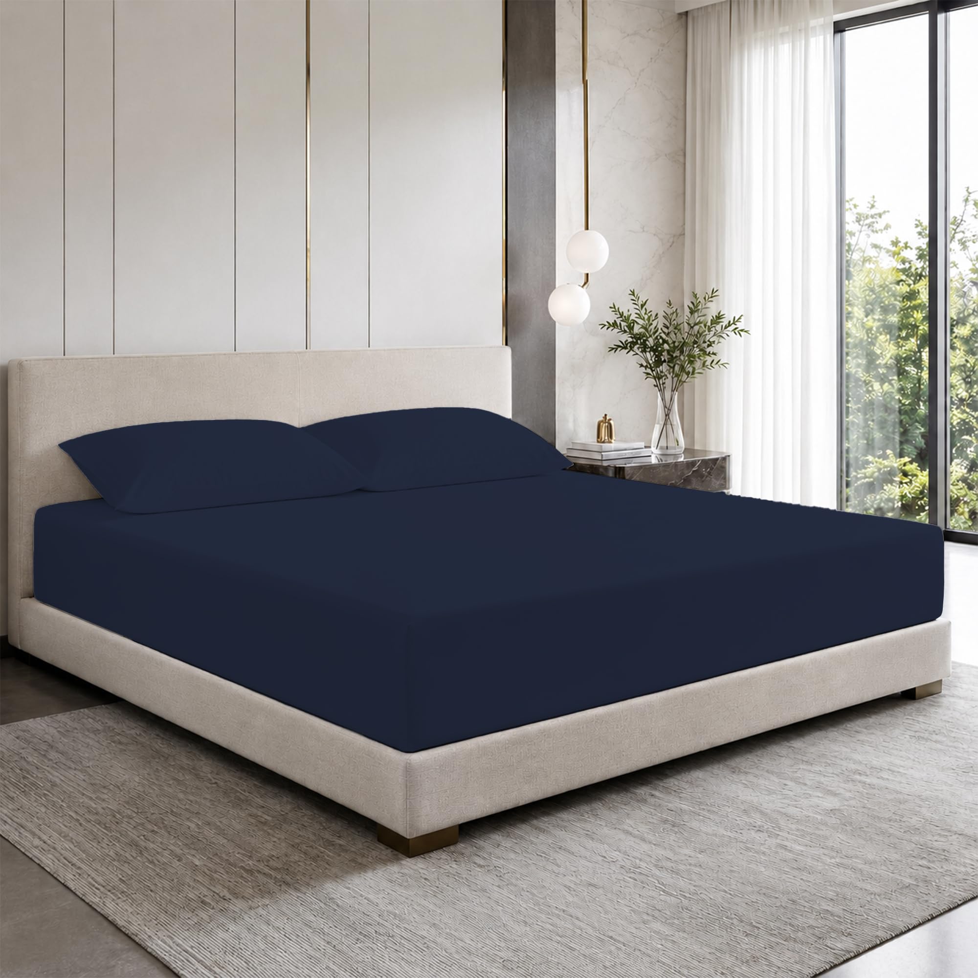 3-Piece Super King Fitted Sheet Set, 40cm Deep Pocket, 400TC Cotton — image 1