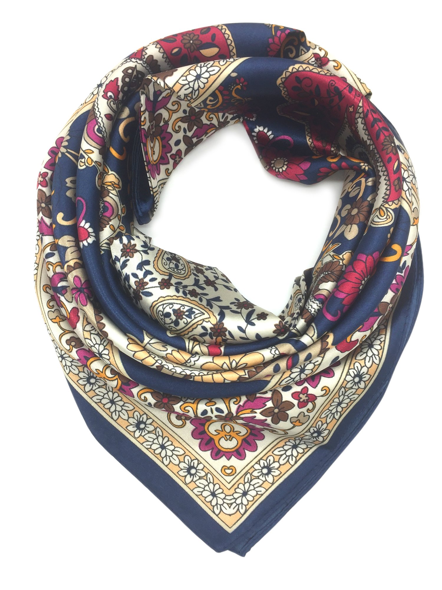 YOUR SMILE Silk Like Scarf Women's Fashion Pattern Large Square Satin Headscarf Headdress