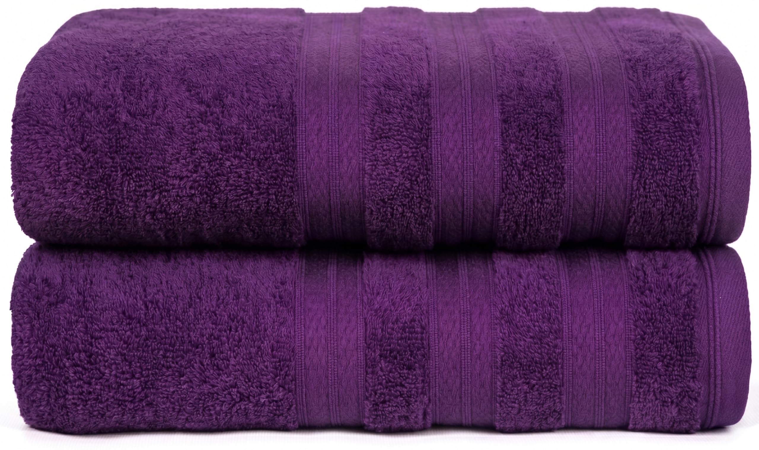 MELLUVA Large Bath Towels | Set of 2 | 100% Turkish Cotton | Highly Absorbent 600GSM | Soft Plush Luxury Towel Set | 70cm x 125cm | Quick Dry | Plum