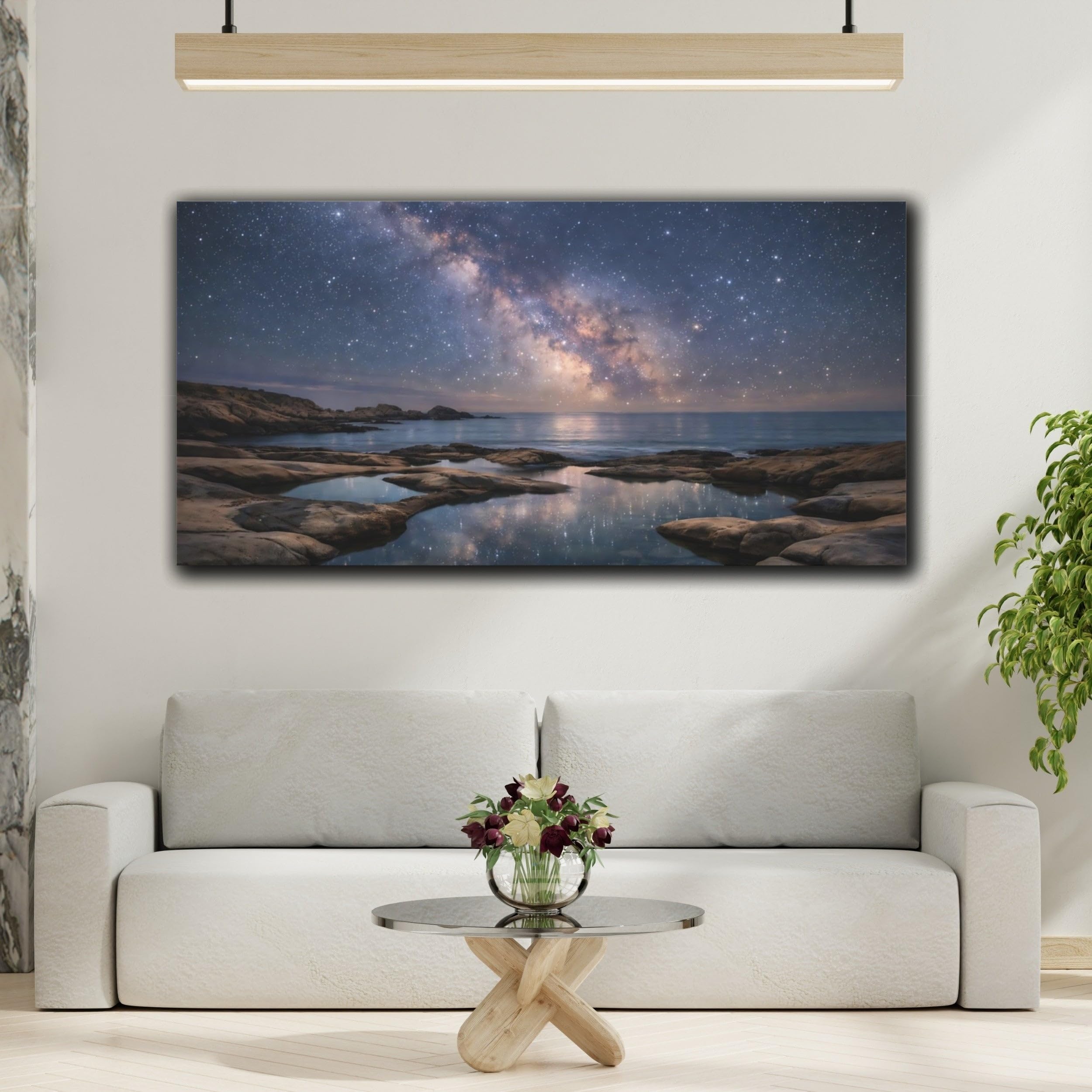 YESARTYES Nature Milky Way Landscape - Canvas Wall Art Print 24×36 inch (60×90 cm) - Vertical / 1.25 inch (3 cm)