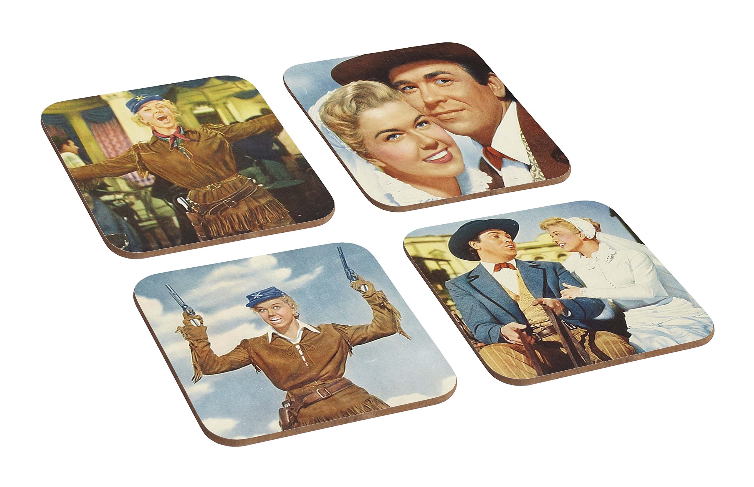 Mugmart Doris Day Calamity Jane Colour 4 Piece Wooden Coaster Set