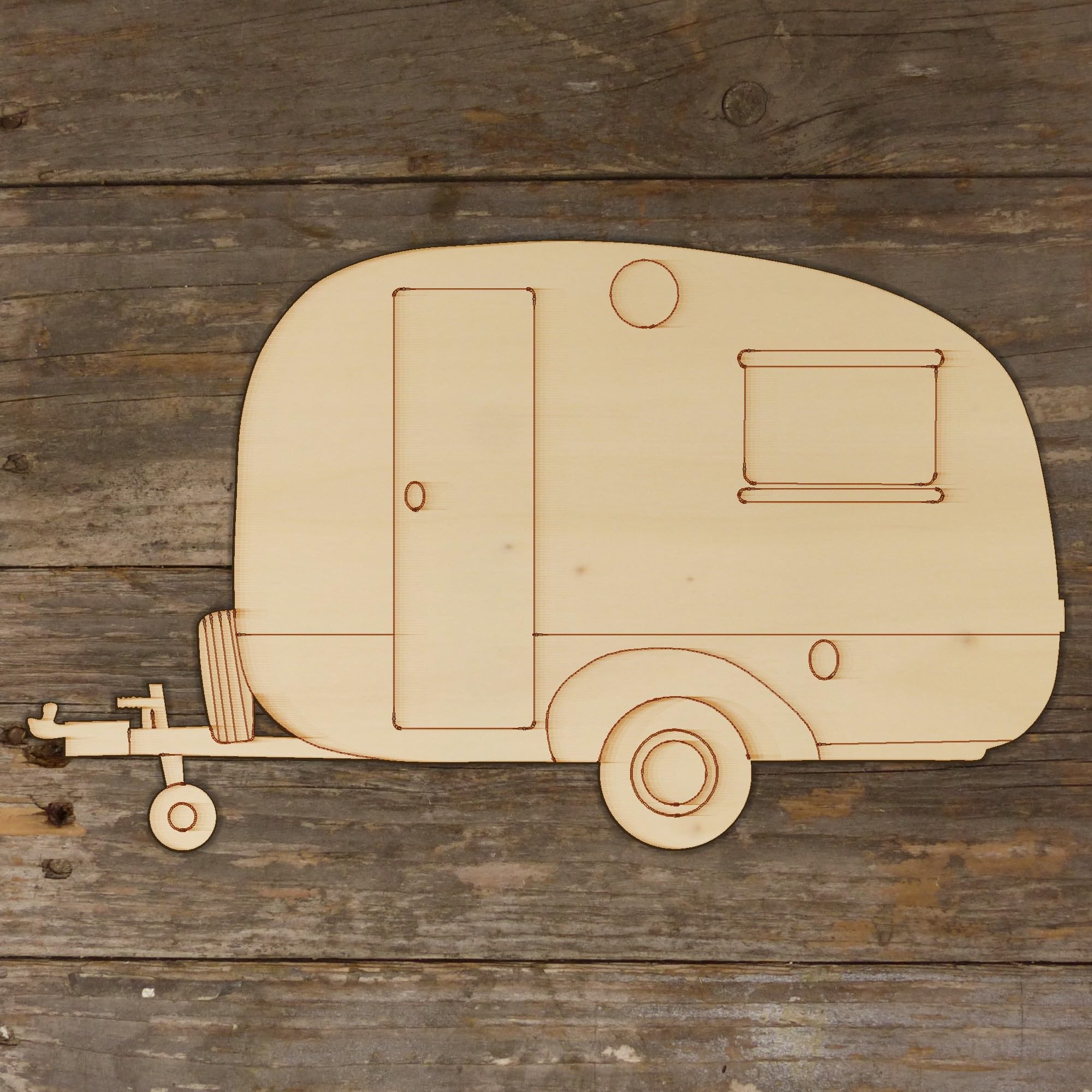 10 mini caravan in legno a forma di lato con 3 mm di strato (20 x 34 cm, senza foro)