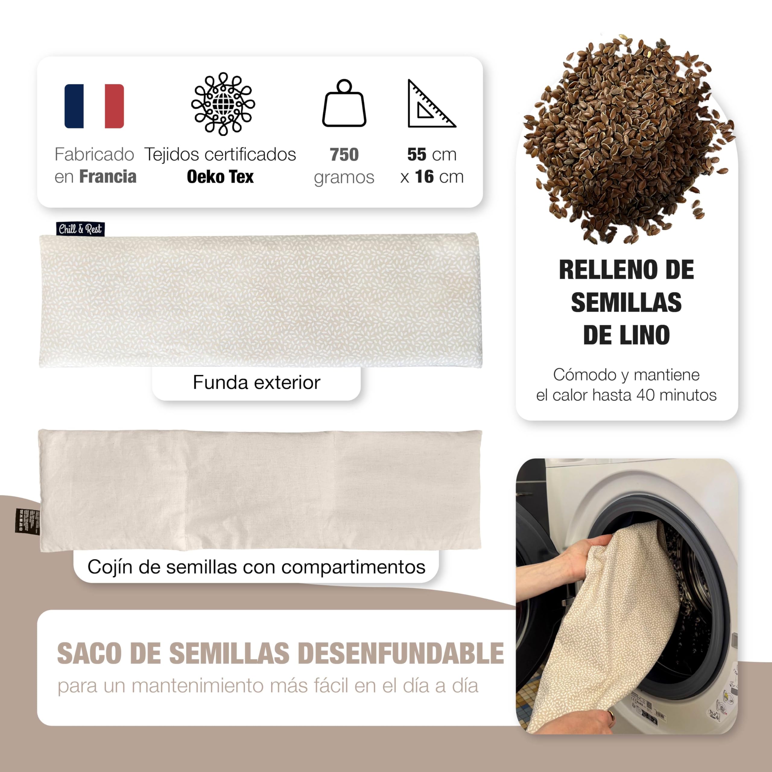 Chill&Rest - Saco de semillas para microondas - saco semillas microondas - saco termico semillas microondas - saquitos de semillas para microondas - Modelo Naturelle Beige
