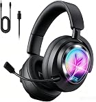 YPBDAN Wireless Gaming Headset for PS5, PS4, PC, USB Over Ear Gaming Headphones with Noise Canceling Mic, Bluetooth 5.3, 100H Battery, Low Latency, Foldable Headset for Switch, Mac