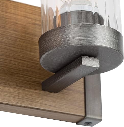 Miniatura 6 de LOG BARN Lámparas rústicas de baño, 3 luces de tocador de granja para baño con pantalla de vidrio texturizado transparente, luces de iluminación de