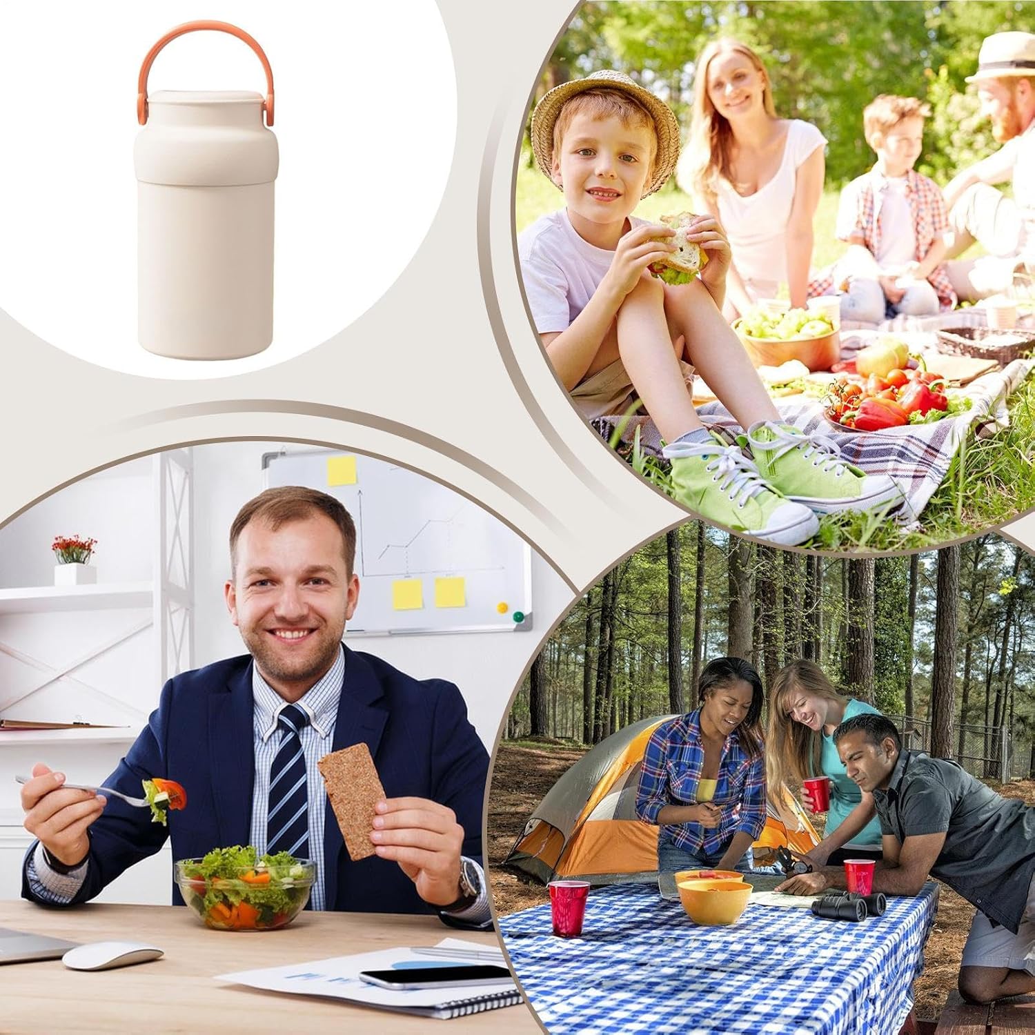 Portable Food Container, Thermal Steel Meal Keeper, Compact Storage Jar, Durable Travel Lunch Organizer for Adults Kids Office School Camping Picnic, Reliable Accessory for Soup Rice Salad Fruit