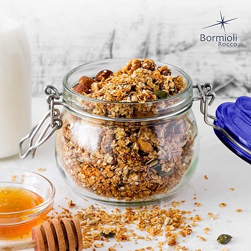 Vista 7 de Bormioli Rocco Colección Fido, paquete de 2, 17 onzas, tarros de vidrio para almacenamiento de alimentos, sello de goma hermético y tapa de vidrio