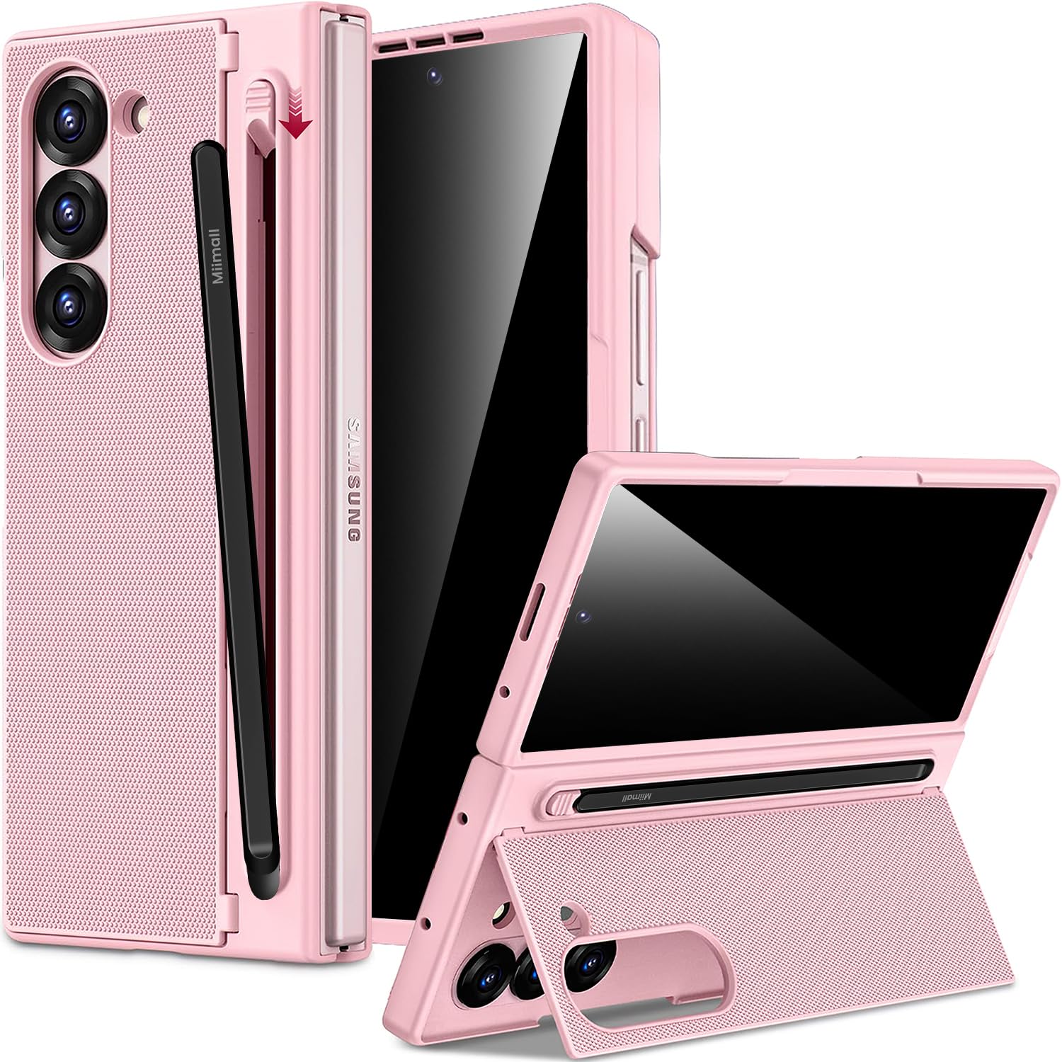 Funda para Samsung Galaxy Z Fold 5 con protector antiespía rosa 8