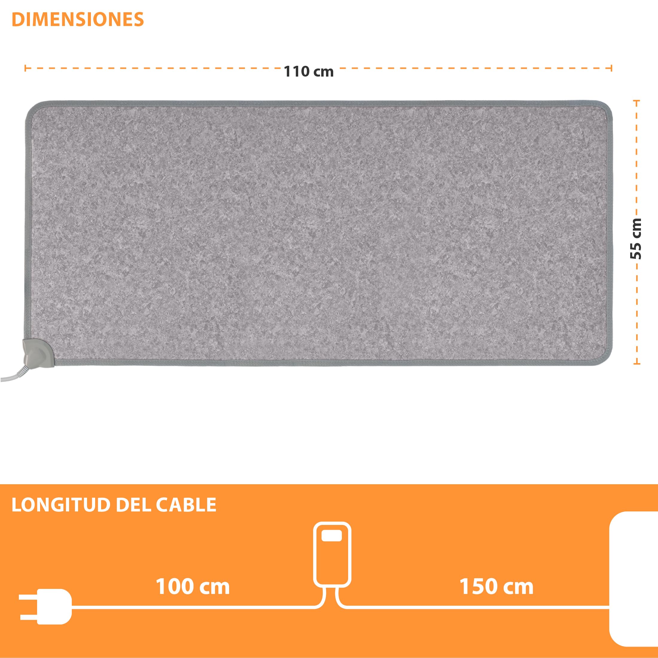Carbon Feed Calefacción de suelo eléctrica grande 55x110cm Calentador de pies Alfombra Calefactora