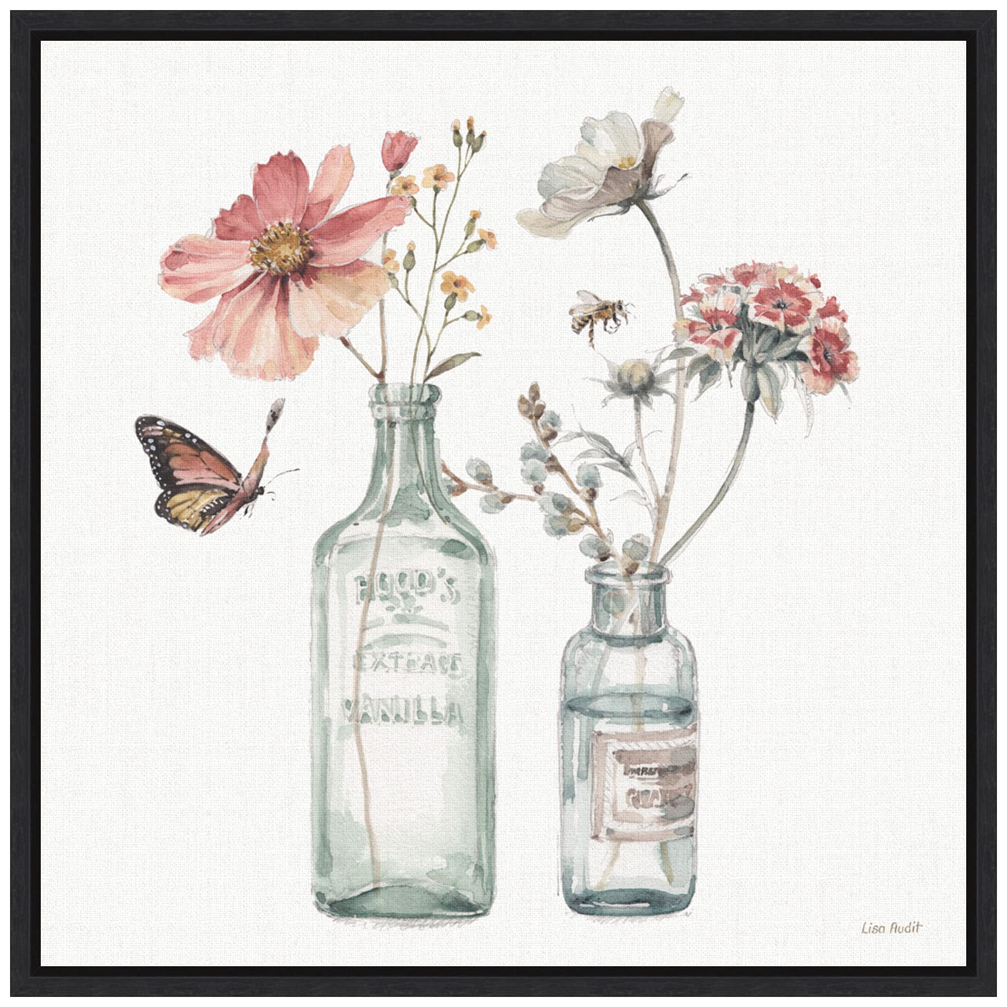 Amanti Art Framed Canvas Wall Art Print A Country Weekend X by Lisa Audit (16.0 in. W x 16.0 in. H), Sylvie Black Framed Canvas Wall Decor - Small