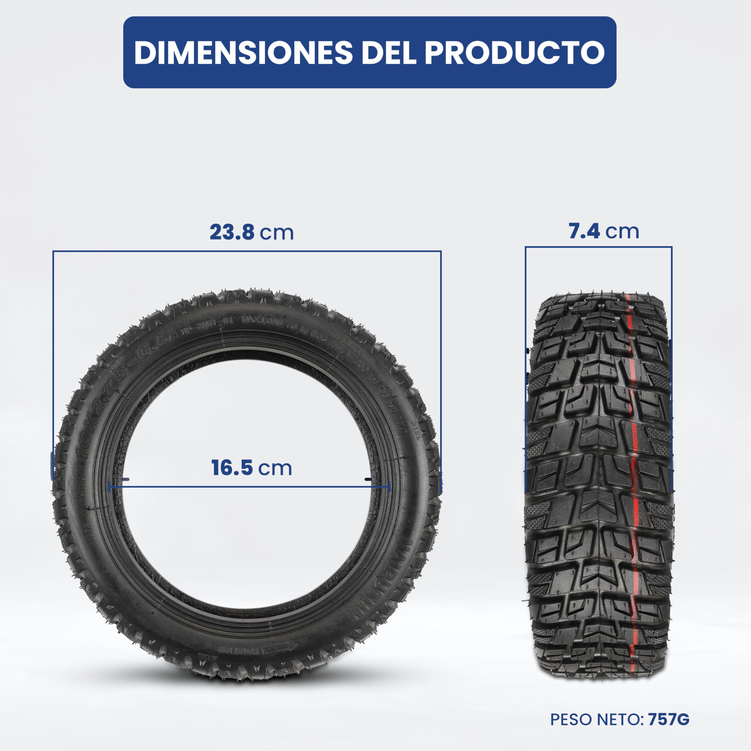Pneumatici Tubeless Off-road 10x2.7-6.5/10x2.75-6.5 Per Scooter Elettrici Smartgyro, Dualtron, Kugoo - Antiscivolo E Resistenti - 6