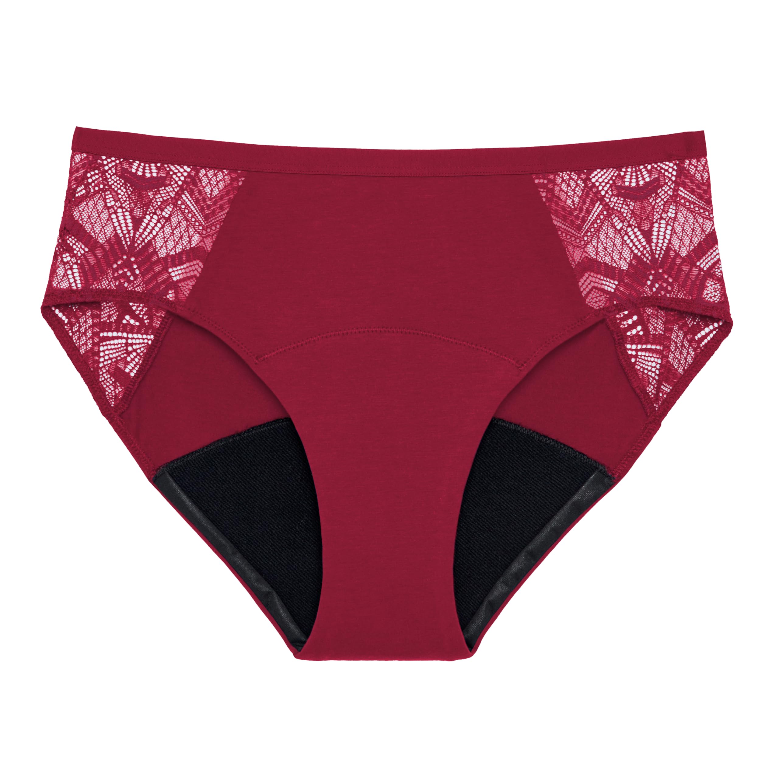 Thinx Ultra-Soft Period Underwear, Brief-Style Leakproof Underwear for Women, Holds Up to 12 Regular Tampons, FSA HSA Approved Period Panties, Reusable, Comfortable, & Flexible, Spicy with Lace, M