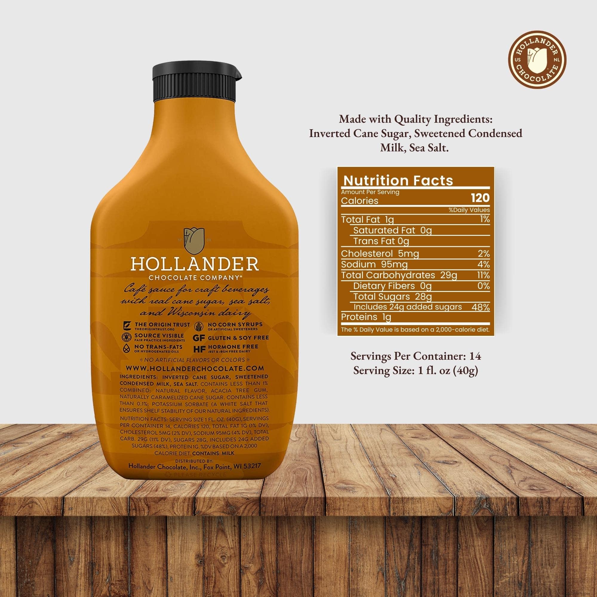 Classic Caramel Cafe Sauce by Hollander Chocolate Co Gourmet