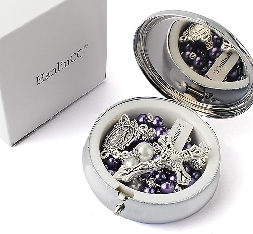 Miniatura 8 de HanlinCC Cuentas de perlas de vidrio de 0.236 in con cuentas de padre de 0.315 in con rosario en caja de regalo de metal milagroso