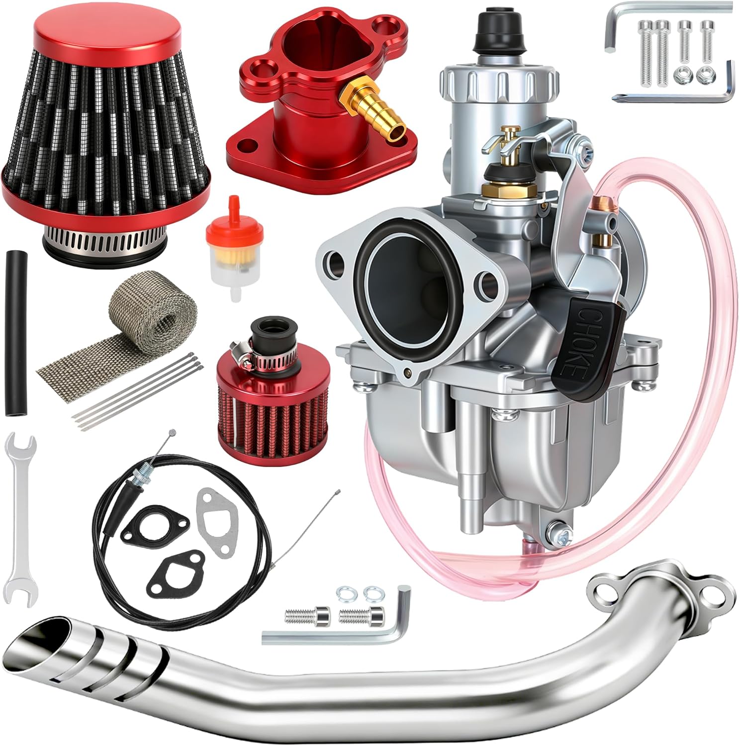 VM22 Carburetor Predator 212 Stage 1 Kit Compatible with 212cc 196cc GX160 GX200 6.5HP Engine Coleman CT200U CT200U-EX BT200X KT196 Baja Warrior MB165 MB200 RT200 Mini Bike Go Kart Cart Parts