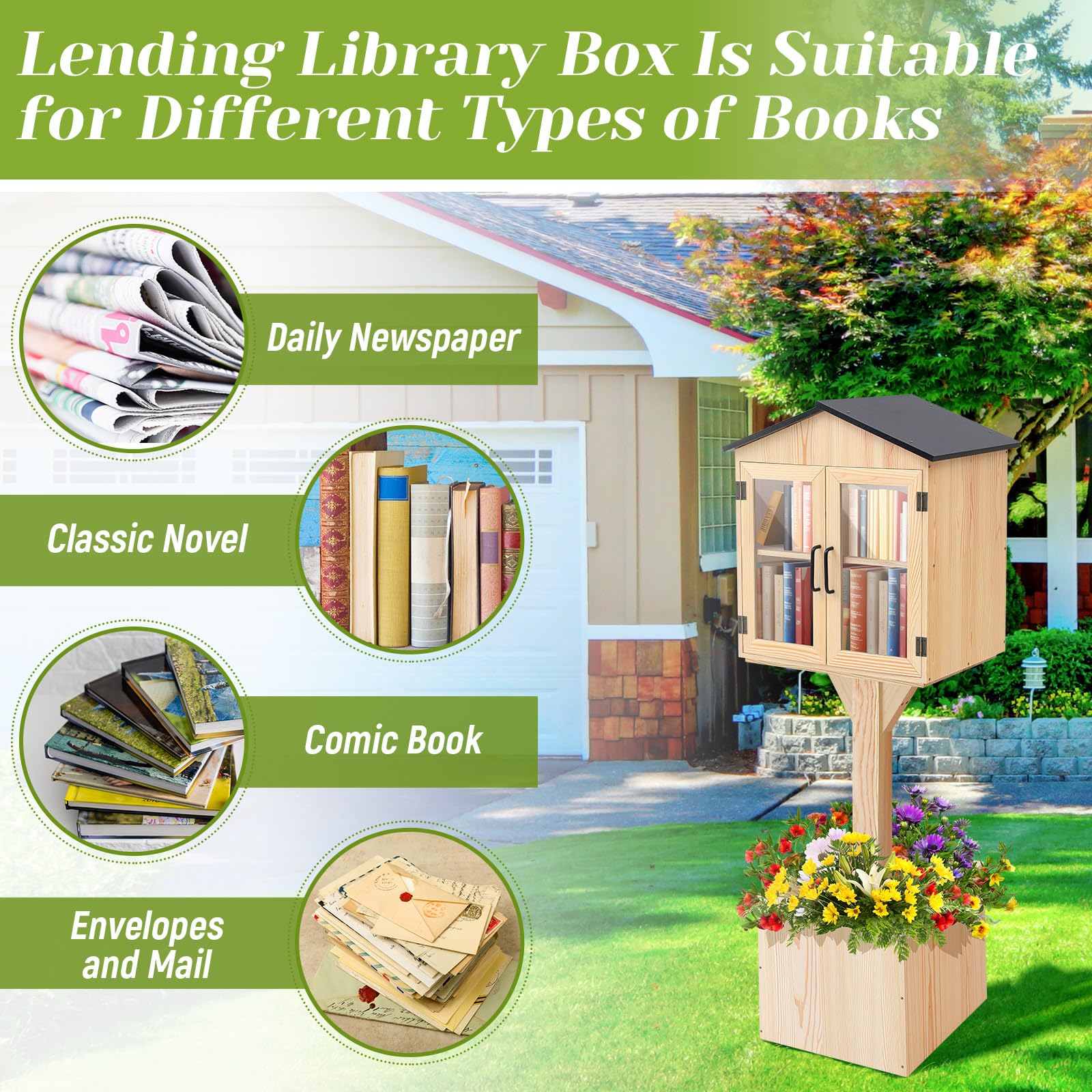 Outdoor Book Library Box - Wooden Exchange Kit -5 Outdoor Book Library Box - Wooden Exchange Kit -5