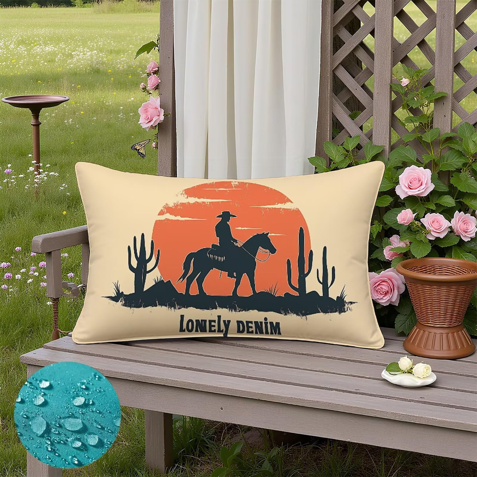 Cowboy Poszewka na poduszkę, 70 x 90 cm, aksamitna, 2 szt., do użytku na zewnątrz, wodoszczelna, z mikrofibry, zamek błyskawiczny, modna, puszysta, miękka, dekoracja do salonu, na sofę, łóżko, K3-338