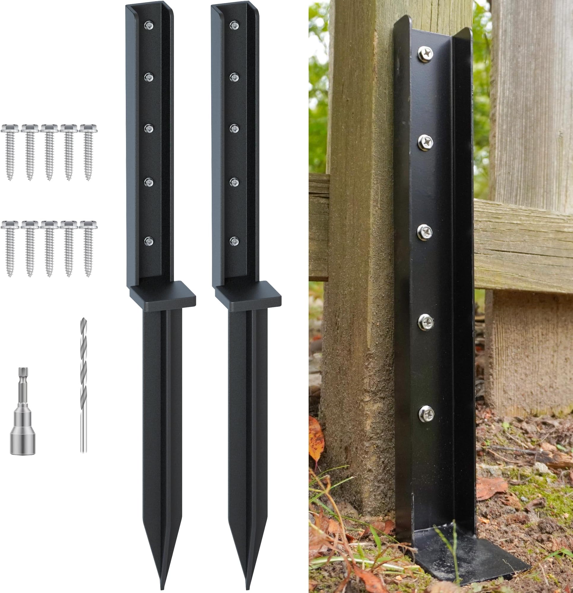 Amazon.com : Fence Repair Stakes,Fence Post Repair Kit - Heavy Duty ...