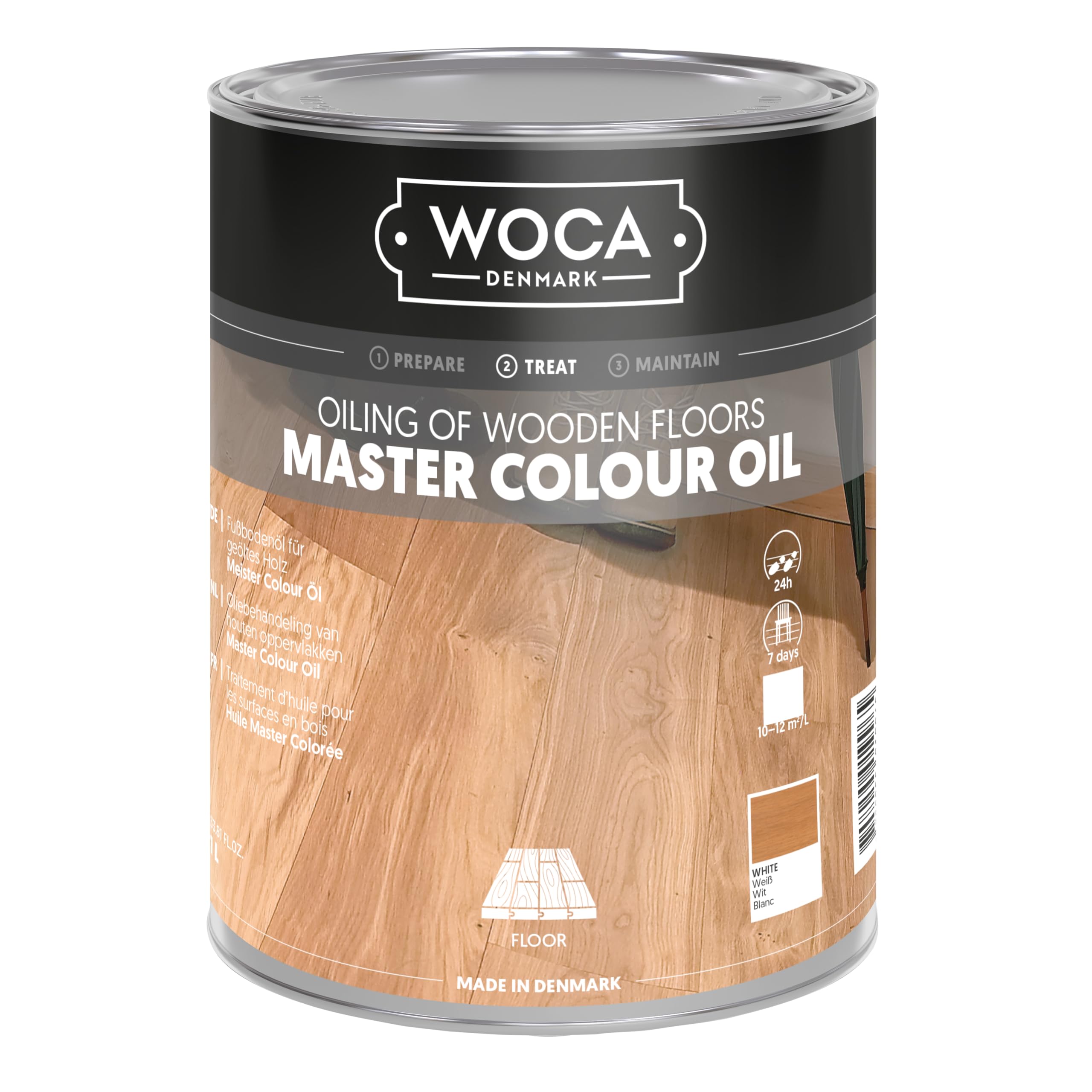 Woca Meister - Aceite para suelos de madera sin tratar o recién lijado, 1 litro, color blanco