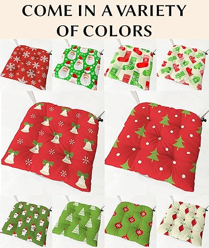 Miniatura 7 de Chair Cushions for Dining Chairs 2 Pack Christmas Snow Gloves Pine Tree Snowman, U-Shaped Chair Cushions for Kitchen Dining Room Decor (Pine Tree, 2)