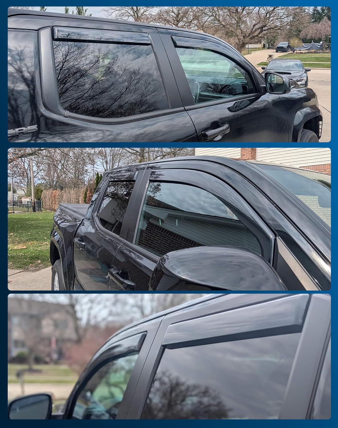 Shatterproof in-Channel Rain Guards for Toyota Tacoma 2024-2026 Double Cab, Clip-on Window Deflectors Vent Window Visors Rain Sun Wind Guards Shade Deflectors, 4 pcs