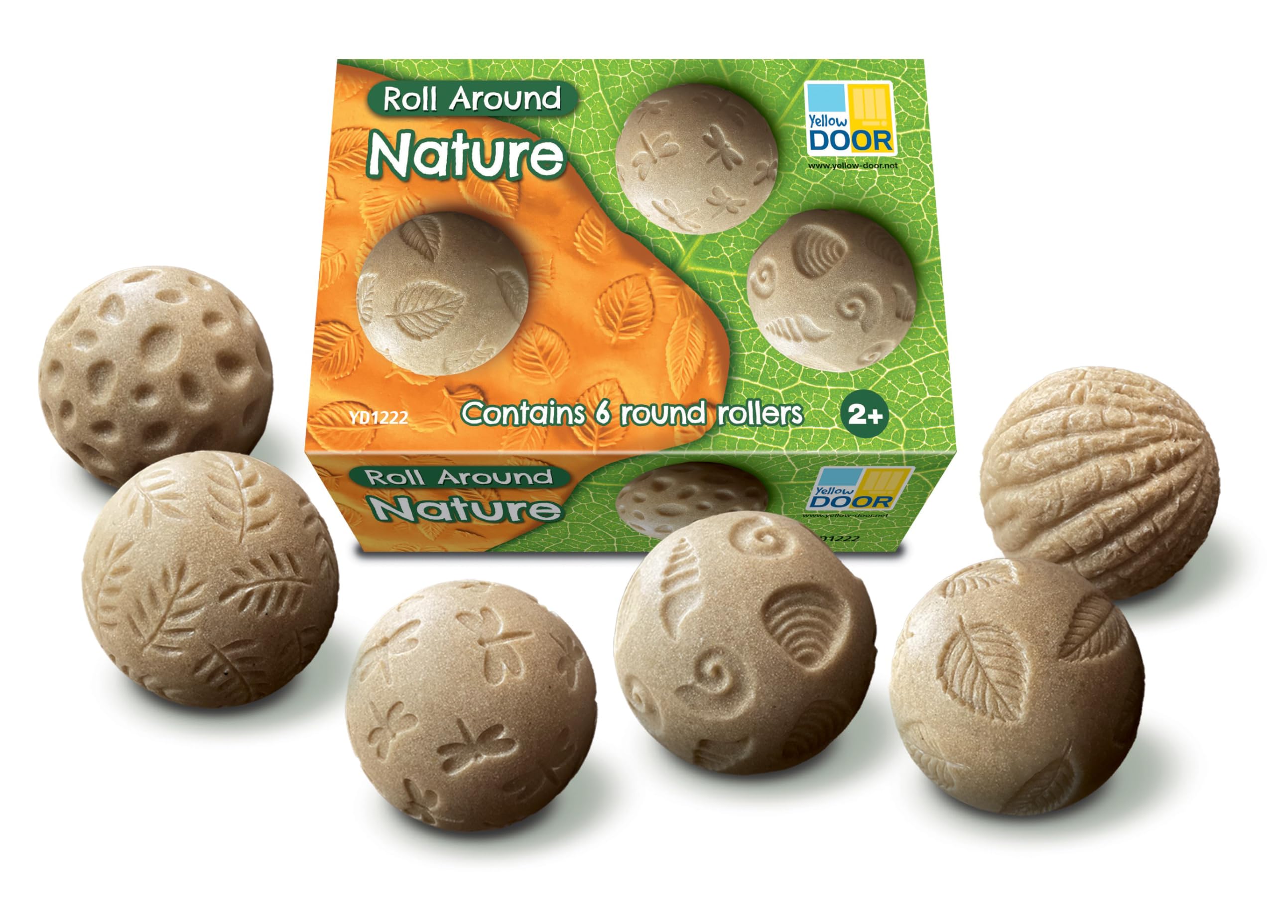 Yellow Door Roll Around Nature |Six Wildlife Playdough Roller Balls |Early Educational Learning |Sensory Spheres |Fine Motor Skills |Stamp and Roll in Playdough Clay Sand |Durable Outdoor Learning