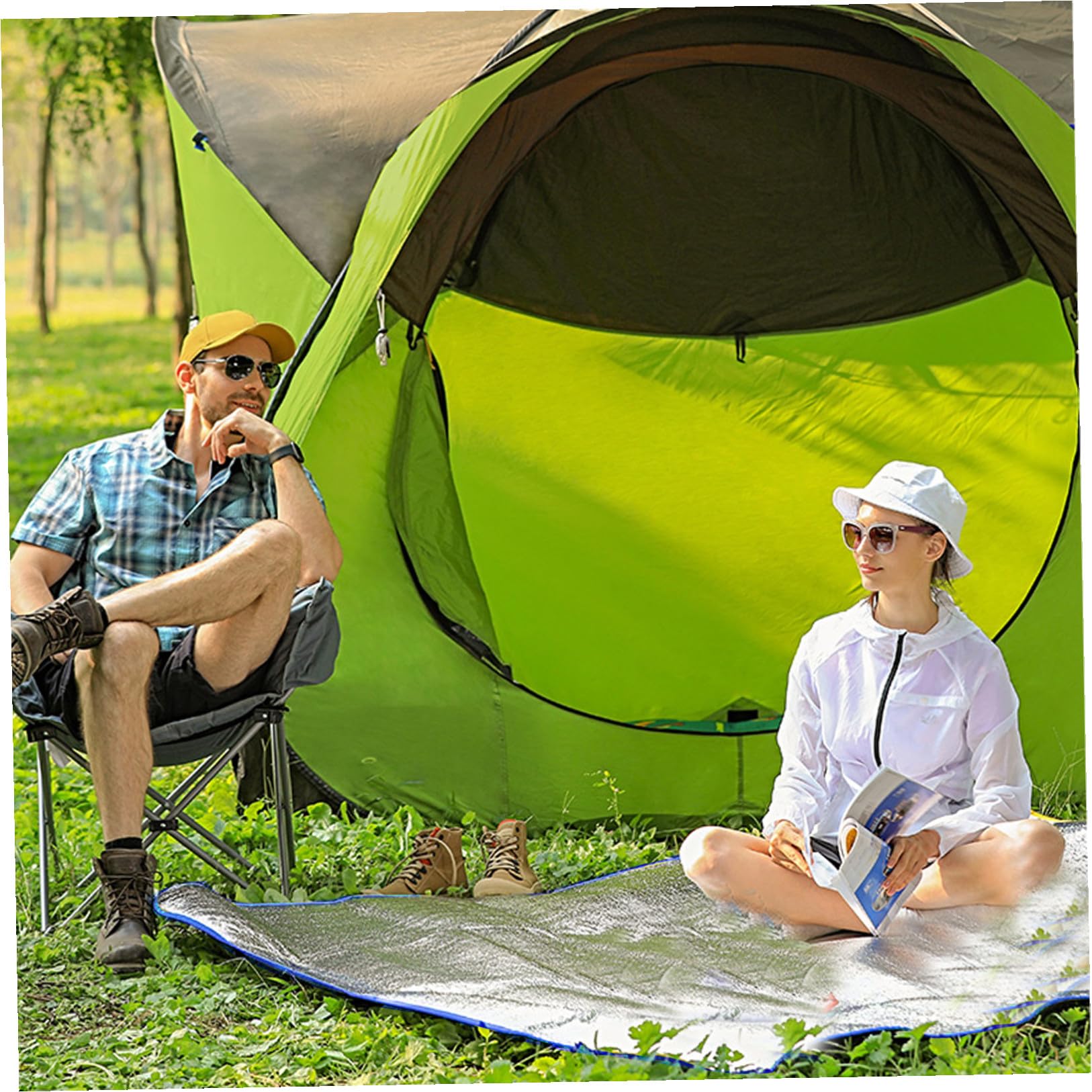 Abaodam 1pezzi Tappetino da Picnic per Esterni Coperta da Picnic per Campeggio Escursionismo Tappetino per Dormire Cuscino da Colore Casuale