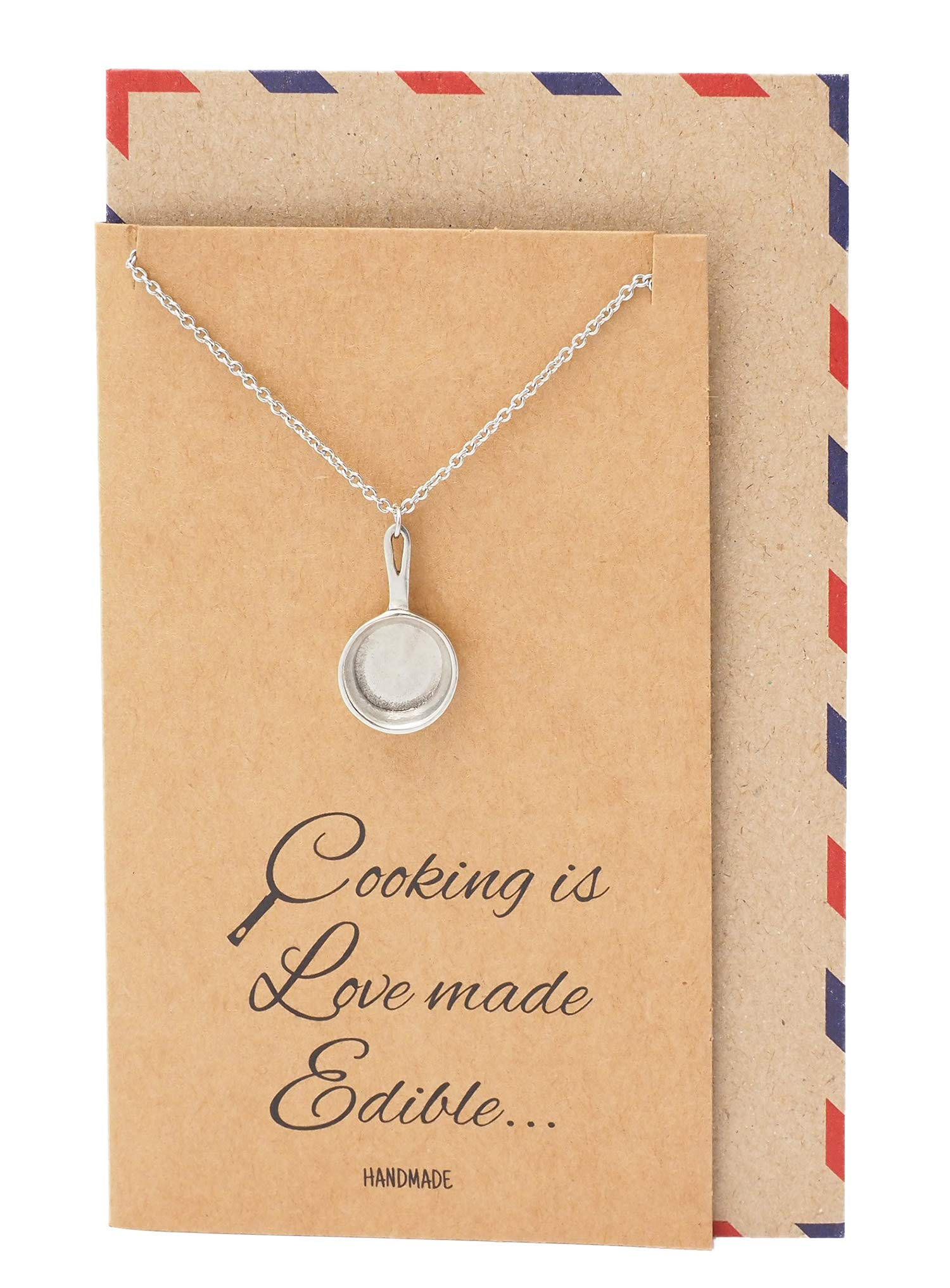 Handmade Pan Pendant Necklace, Gifts for Chefs, Gift for Bakers Mom and Cooking Lovers. Tiny Kitchen Stainless Steel Pastry Maker, Gifts for Mom on Mother's Day & Christmas