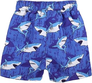 Boys Shark Swim Trunks Quick Dry Kids Board Shorts for Beach Drawstring Funny Swimsuit with Mesh Lining