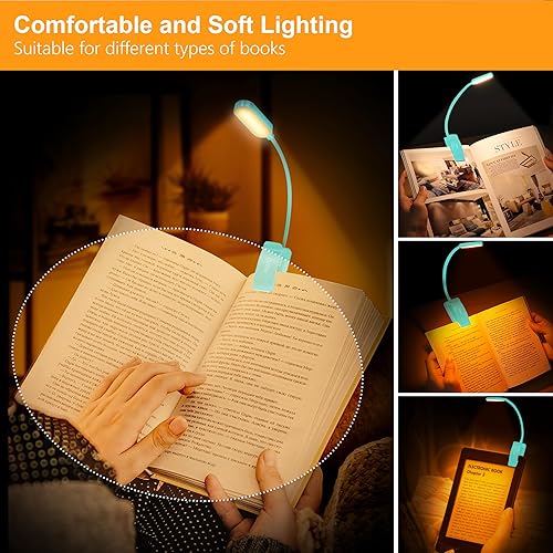 Miniatura 53 de Gritin Luz de libro recargable de 16 LED para leer en la cama, cuidado de los ojos, 3 temperaturas de color, brillo de atenuación continua, 80 horas