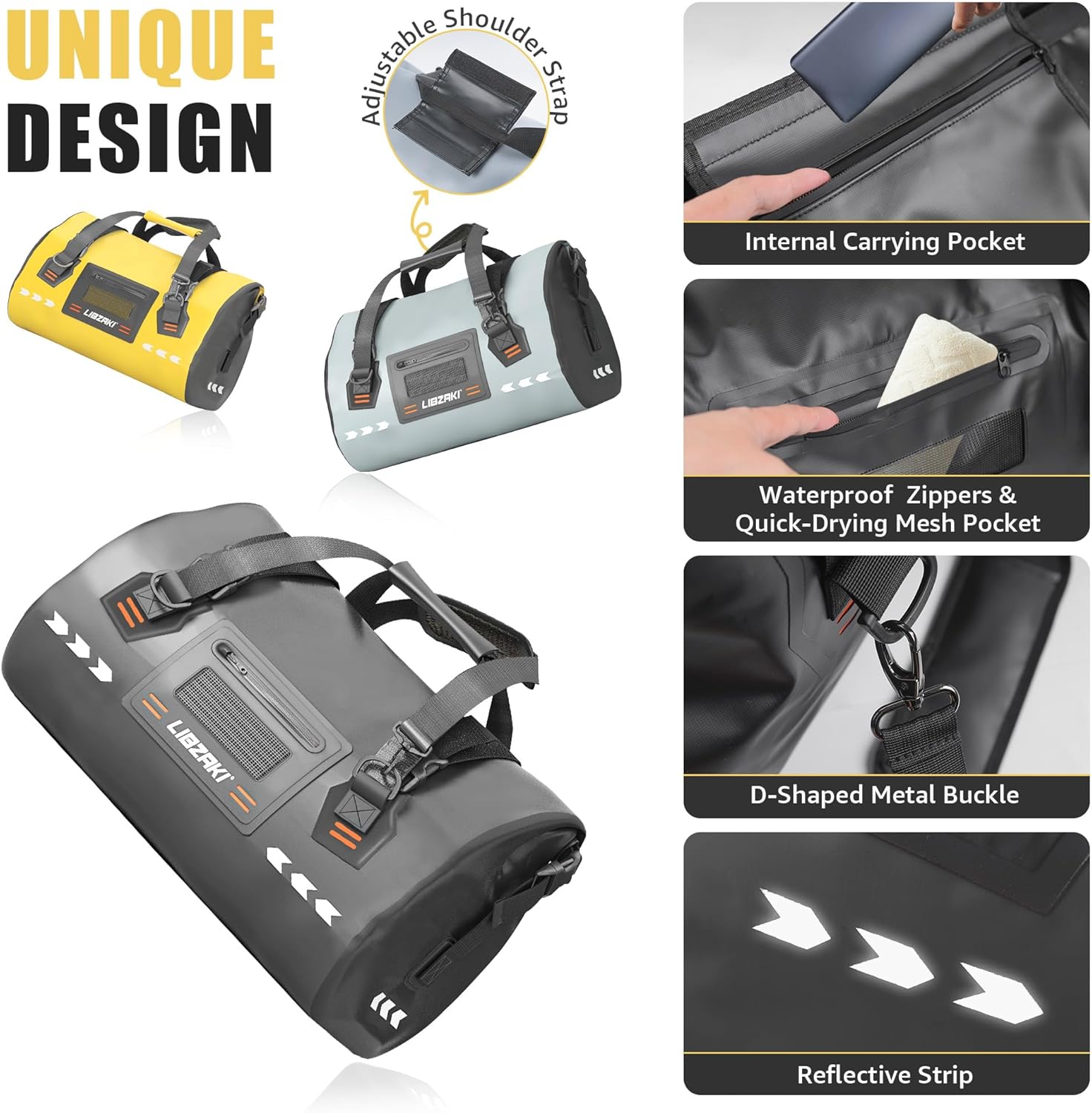 LIBZAKI Large Waterproof Rolltop Duffel Bag-Heavy Duty Motorcycle Dry Bag for Traveling, Camping, Gym,Beach,Kayaking,Quick Release Buckles 70L - Image 7