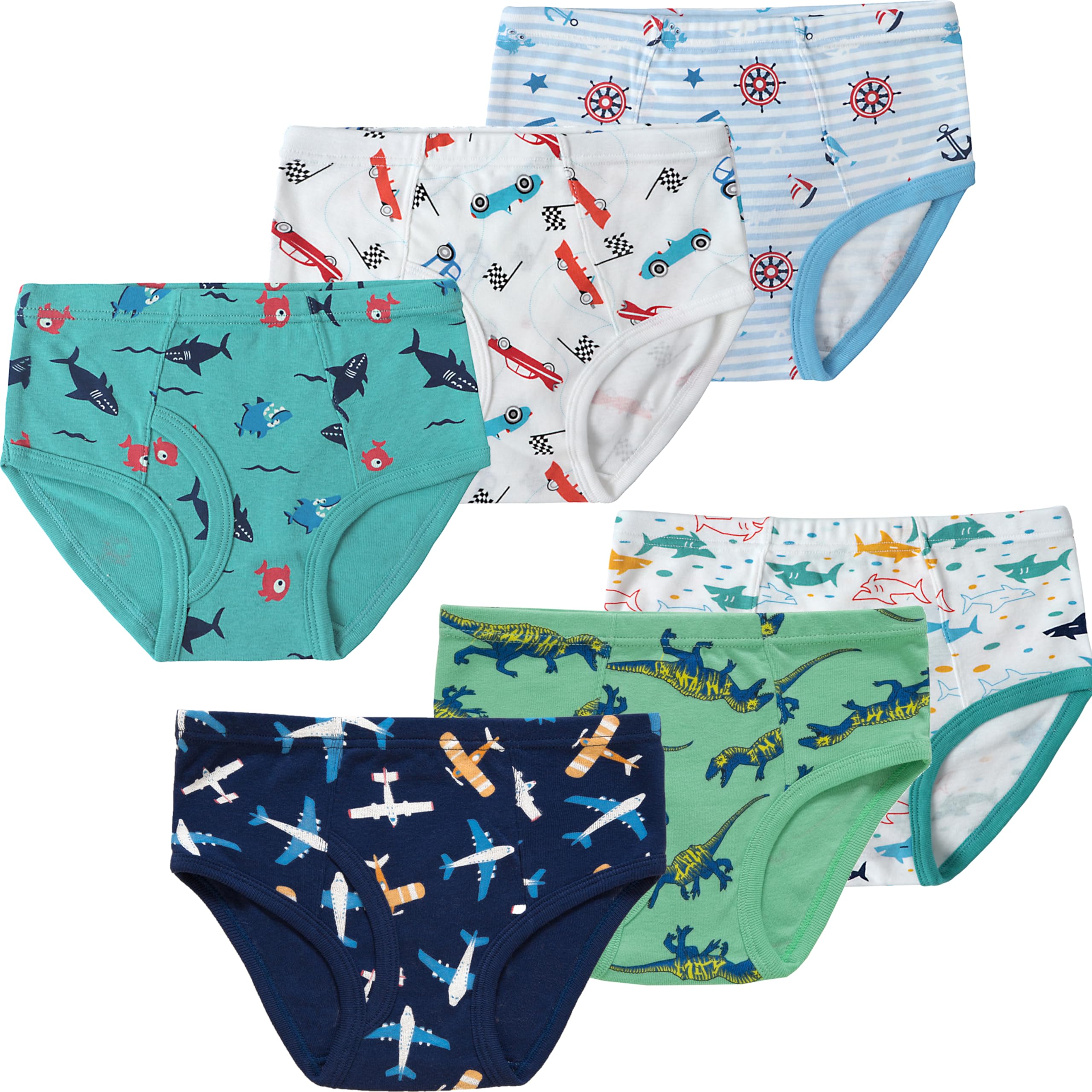 Baby Soft Cotton Underwear Little Boys Dinosaur Briefs Toddler Shark Undies Children Truck Panties Pack of 6