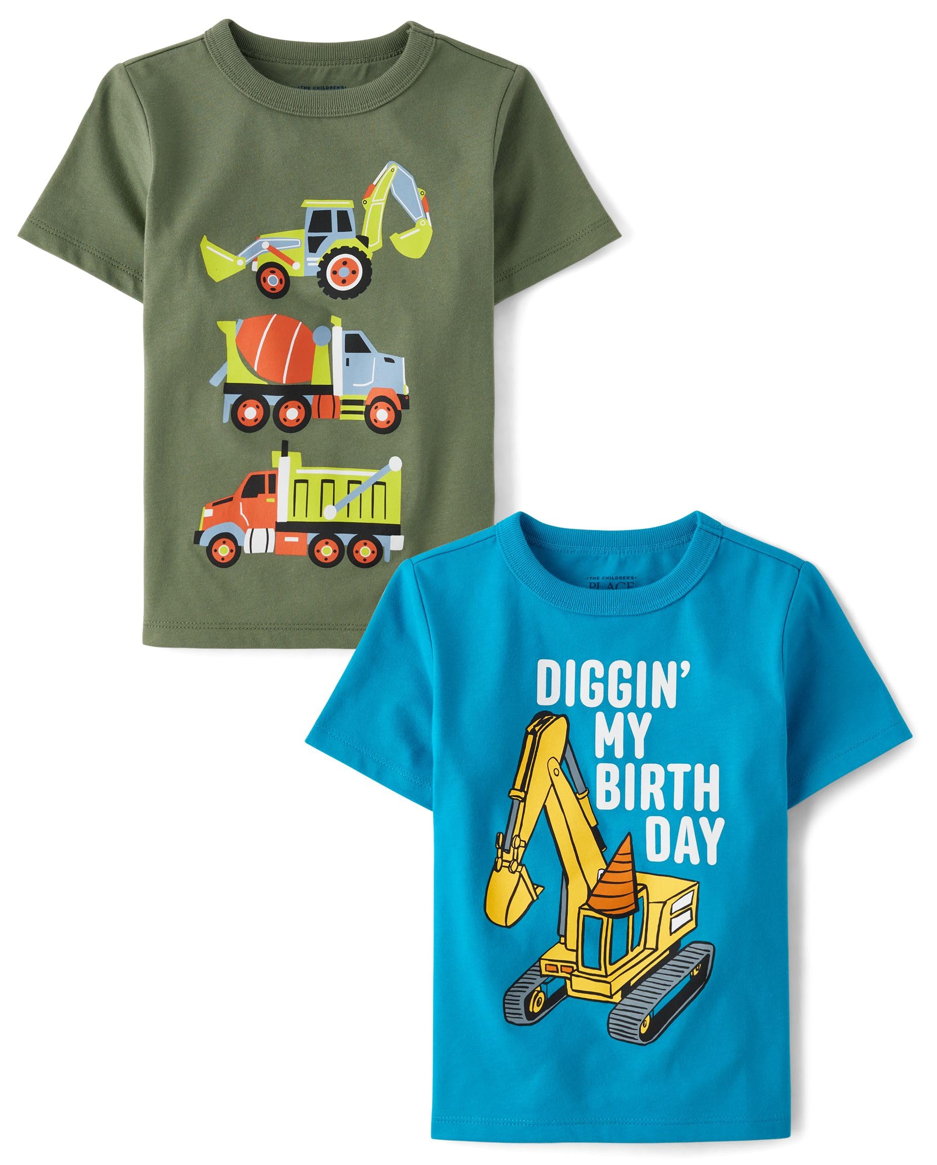The Children's Place Baby and Toddler Boys' Vehicle Short Sleeve Graphic T-Shirts, Multipack