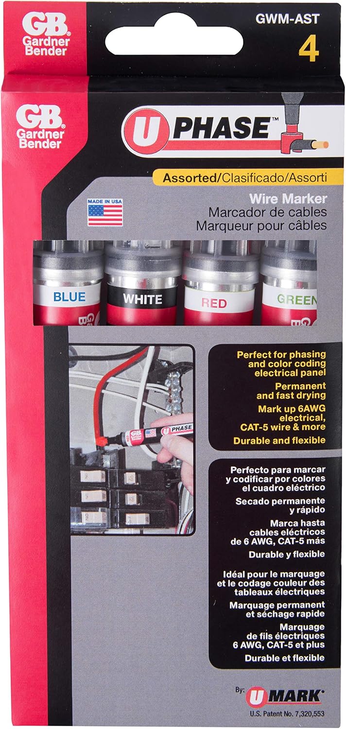 Gardner Bender GWM-AST U-Phase wire marker, Assorted