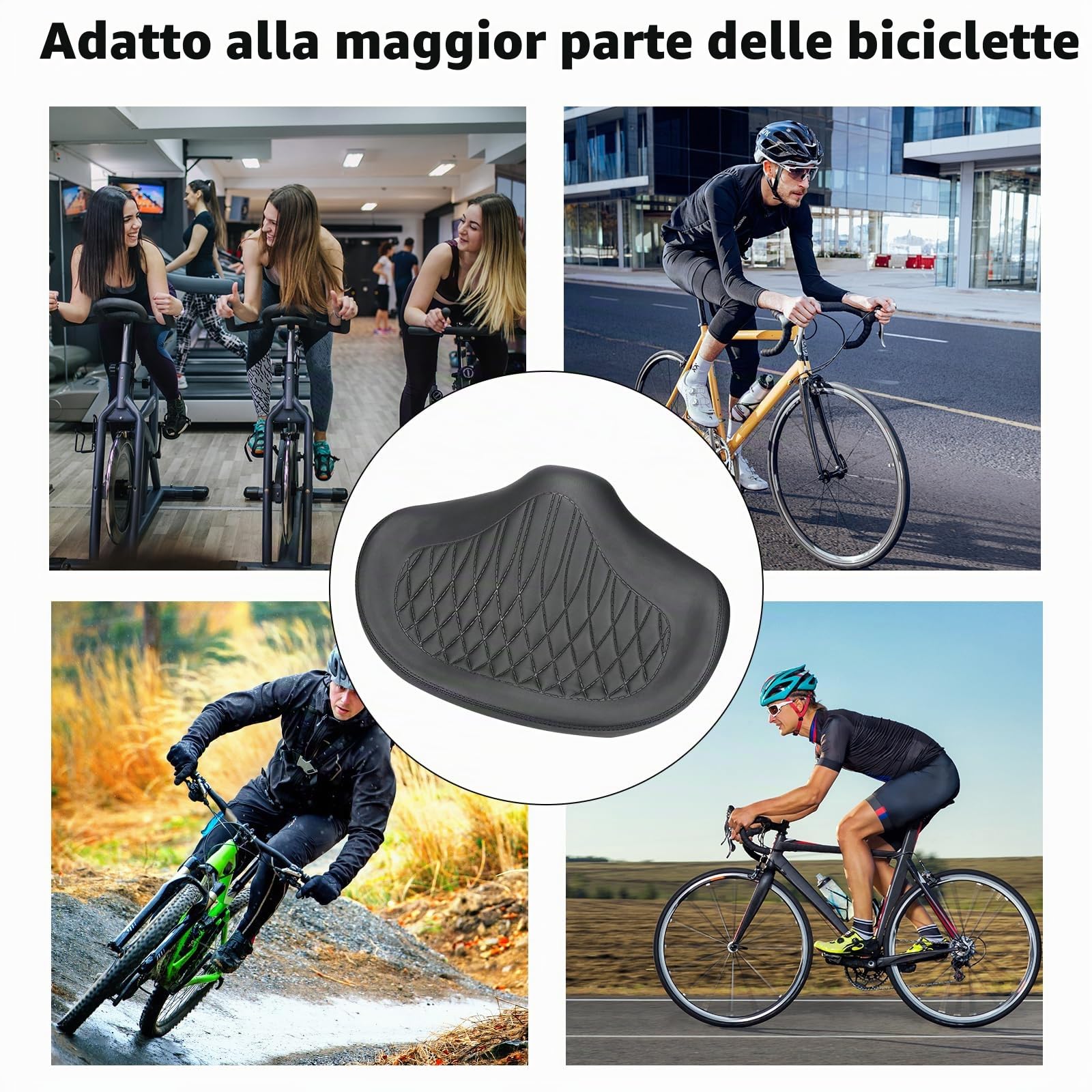 KOOOGEAR Sella per bicicletta da uomo e da donna, comoda, extra larga, traspirante, ergonomica, universale, ricambio per bici da città, Ebike, cyclette, mountain bike