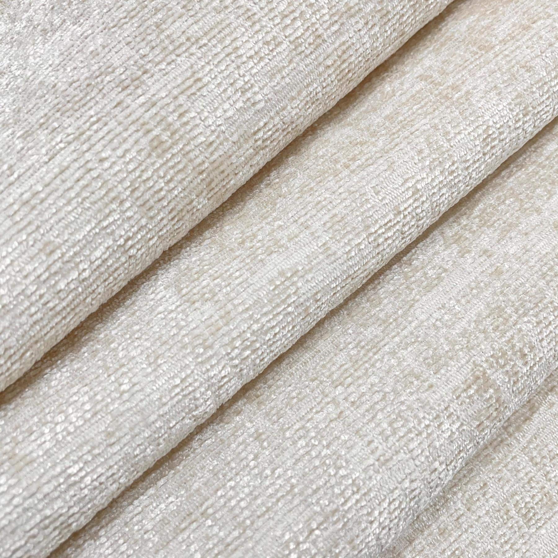 I Want Fabric Cream Designer Luxury Soft Plain Solid Heavy Weight Upholstery Curtain Cushion Chenille Velvet Fabric Fire Retardant Shimmering Look Sofa Furniture Material Sold By The Metre