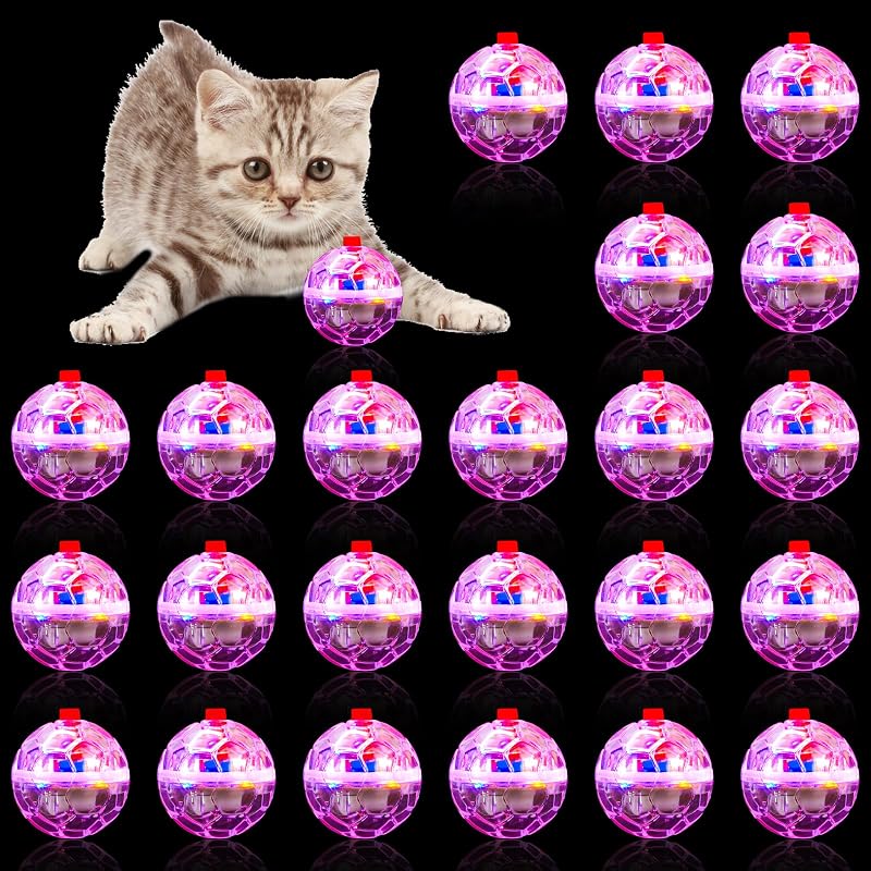 Bolas Luminosas para Gatos com LED e Movimento, Plástico Policarbonato, MVNIHEK, Pacote com 24