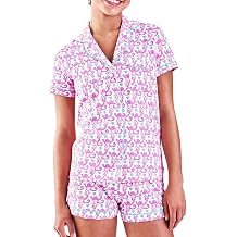 Womens Y2k Pajamas Set 2 Piece Button Down Monkey Shorts Set Preppy Loungewear Pjs