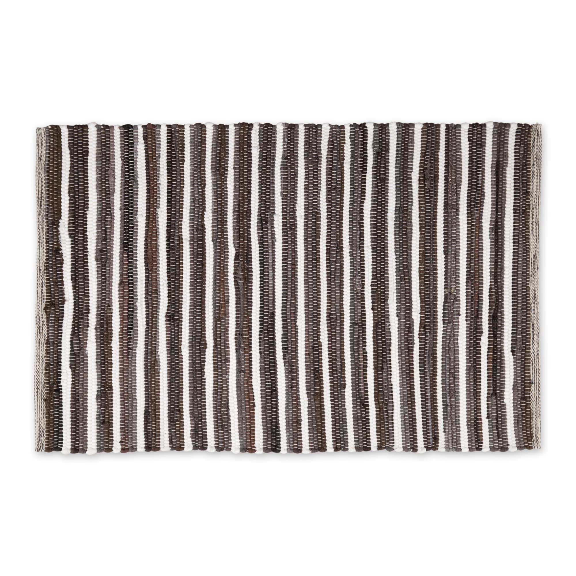 Set of 2 DII Chindi Home Collection Cotton Handwoven Slim Stripe Area Rag Rug, 2x3', Dark Brown