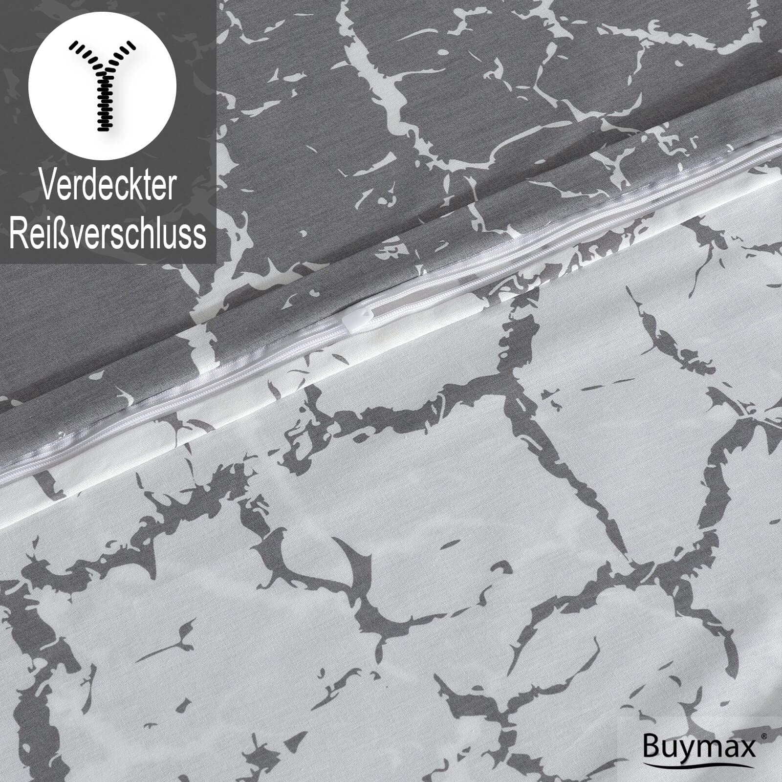 Buymax Bettwäsche 135x200 cm 4-teilig – Bettwäsche Set Renforcé 100% Baumwolle, 2 x Bettbezug 135x200 cm und 2 x Kissenbezüge 80x80 cm, Oeko-TEX, Reißverschluss, weich und atmungsaktiv