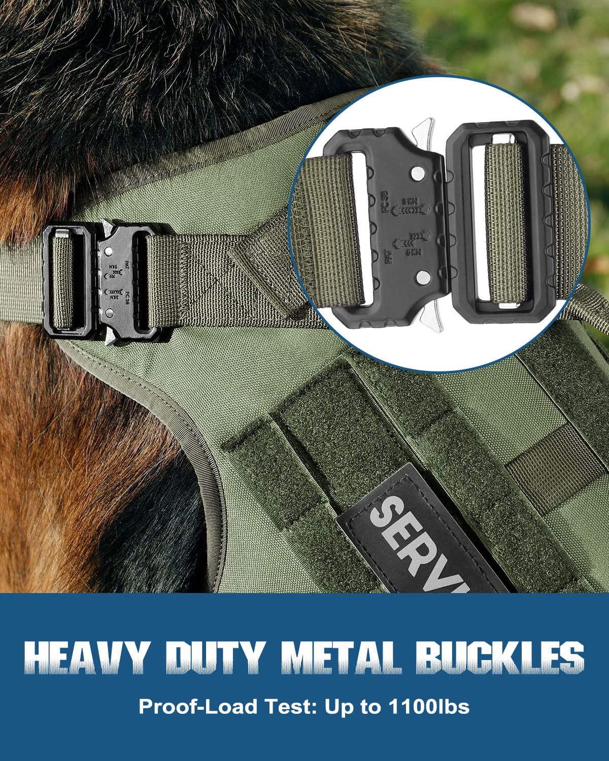 Petnanny - Arnés táctico para perros grandes, cobertura completa del cuerpo en entrenamiento con 2 parches reflectantes para perros, asa, paneles de gancho y bucle, chaleco Molle para perros