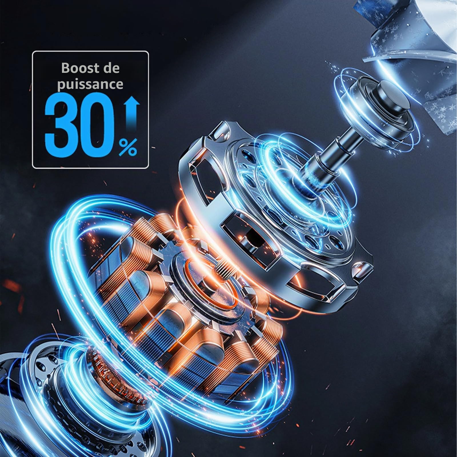 Souffleur à feuilles turbo à main avec ventilateur sans fil, 800W 35000 tr/min avec batterie 1300mAh et 3 buses, souffleur à air portable pour feuilles, poussière, neige, déblayage de voiture