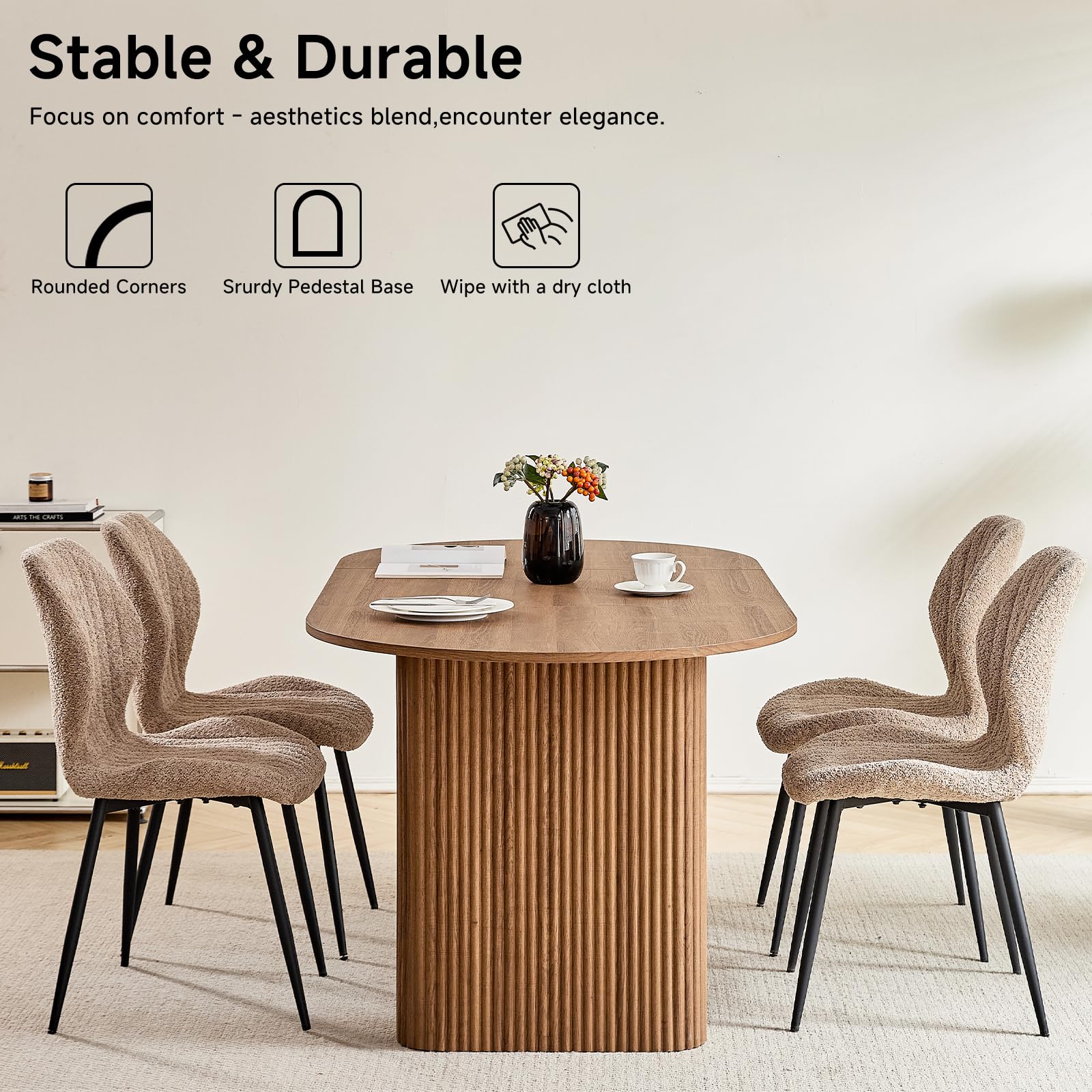 Ovaler Esstisch aus Holz, 180 cm Moderner Küchen-Esstisch, Großer MDF-Schreibtisch für 6–8 Personen (Dunkelbraun)